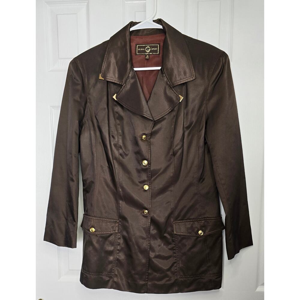 St. John Sport by Marie Gray Brown Button Up Jacket- Women's Size Medium